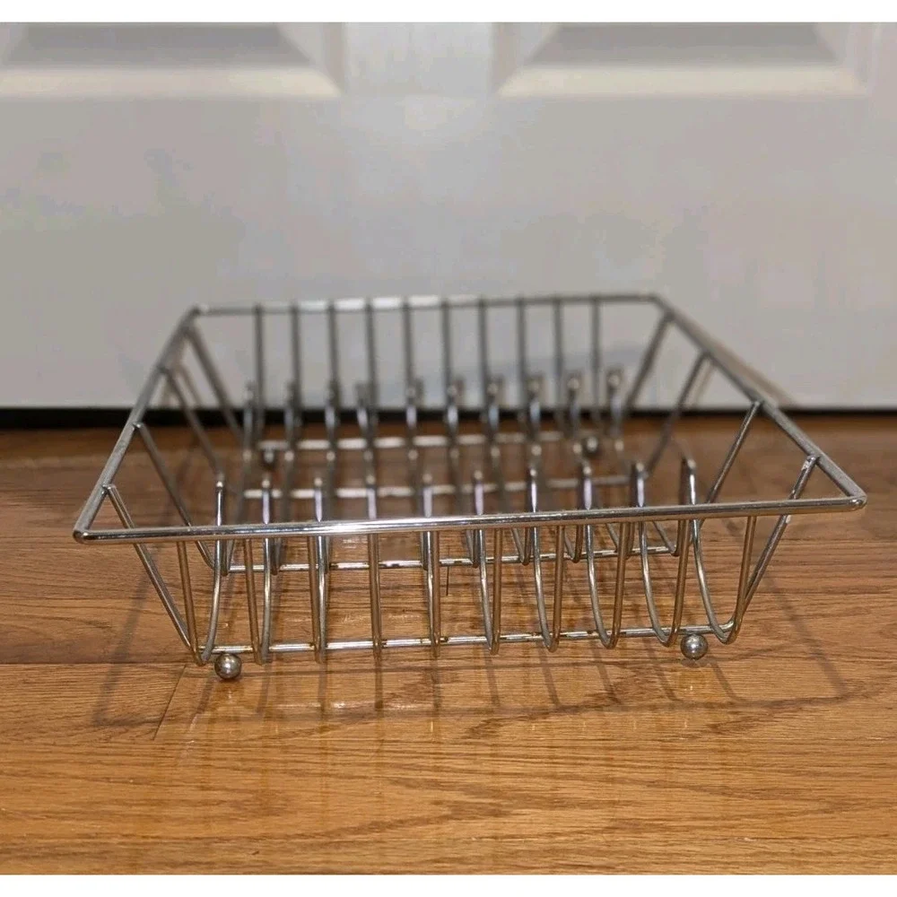 Vintage Style Chrome Wire Dish Rack Mid Century Modern Kitchen Organizer